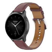 By Qubix - Luxe leren bandje - Donkerbruin - Compatible met Xiaomi Mi Watch/Compatible met Xiaomi Watch 2 / Compatible met Xiaomi Watch S1 / S2 / S3 / S4 - Compatible Xiaomi bandje - thumbnail