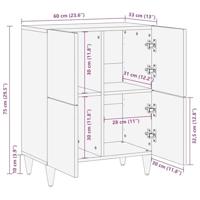 Dressoir 60x33x75 cm massief mangohout - thumbnail