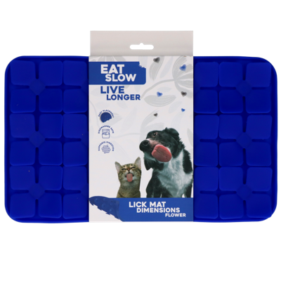 Eat Slow Live Longer Lick Mat Dimensions Flower Blauw