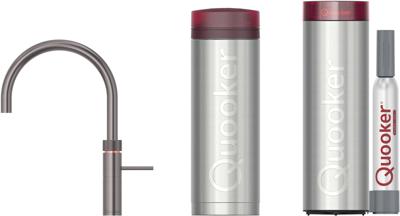 Quooker Fusion Round met PRO3 boiler en CUBE reservoir 5-in-1-kraan gunmetal