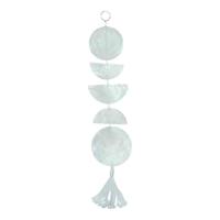Witte Capiz Schelp Decoratiehanger met Sarana en Rondjes/Kwast - thumbnail