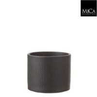 Mica Decorations era pot donkergrijs relief 13x15cm - thumbnail