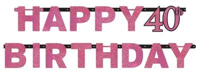 Letterbanner 40 Jaar Sparkling Roze