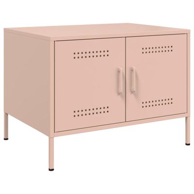 Salontafel 68x50x50,5 cm staal roze
