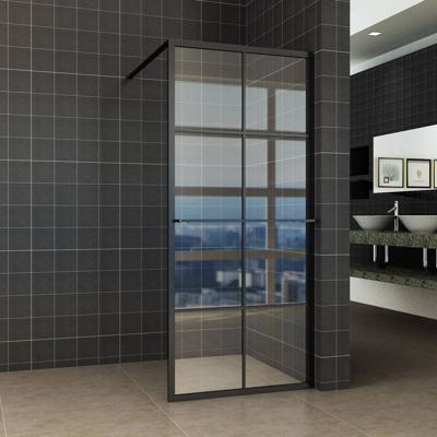 Wiesbaden Maaz inloopdouche met raster en handdoekhouder 1200 x 2000 x 10 mm helder glas/mat zwart 20.3962