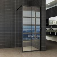 Wiesbaden Maaz inloopdouche met raster en handdoekhouder 1200 x 2000 x 10 mm helder glas/mat zwart 20.3962 - thumbnail