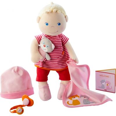 Haba babypop Jule roze/rood 6 delig 30 cm Haba babypop Jule roze/rood 6 delig 30 cm