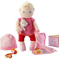 Haba babypop Jule roze/rood 6 delig 30 cm - thumbnail