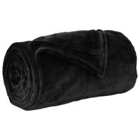 VidaXL Gooi deken zwart 130 x 150 cm fleece - thumbnail