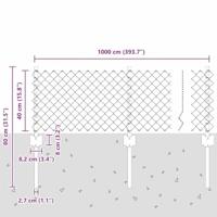 VidaXL Hek met paal zilver 0,4 x 25 m staal - thumbnail