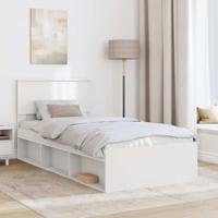 Bedframe met hoofdeinde Wit 100 x 200 cm Bewerkt hout - thumbnail