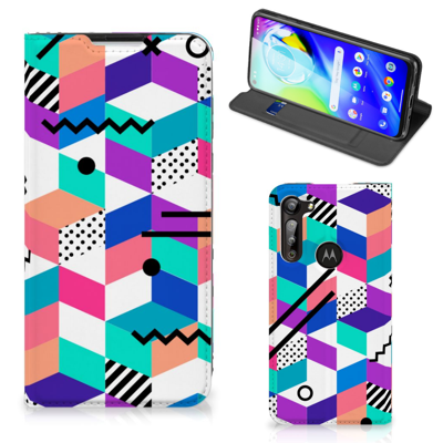 Motorola Moto G8 Power Stand Case Blokken Kleurrijk