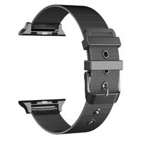 By Qubix - Milanese met gesp bandje - Zwart - Compatible met Apple Watch 44mm / 45mm / 46mm / 49mm - Compatible Apple watch bandjes - thumbnail
