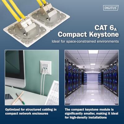 DIGITUS Keystone-module Cat-6A afgeschermd – 8 stuks – korte versie – RJ45-bus – 500 MHz 10GBase-T – AWG 26-22 – designvriendelijk – met kabelbinder – montage zonder gereedschap DIGITUS Keystone-module Cat-6A afgeschermd – 8 stuks – korte versie – RJ45-bus – 500 MHz 10GBase-T – AWG 26-22 – designvriendelijk – met kabelbinder – montage zonder gereedschap