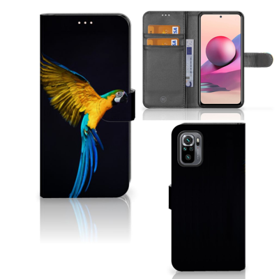 Xiaomi Redmi Note 10S | 10 4G | Poco M5s | Telefoonhoesje | Met pasjeshouder | Papegaai