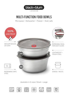 Black+Blum RVS-voedselkom klein - Maaltijdvoorbereiding - Ø170 mm - H 59 mm - Grijs/Rood