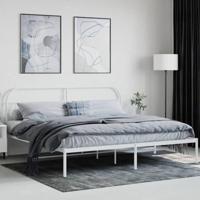 Bedframe met hoofdbord metaal wit 200x200 cm - thumbnail