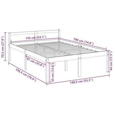 Bedframe massief grenenhout wit 135x190 cm 4FT6 double - thumbnail