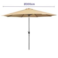 Marbueno Parasol Staal 8 Spaken D300 cm Polyester Bruin Tuin, Zwembad, Terras - thumbnail