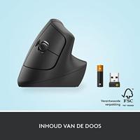 Logitech Lift Vertical Ergonomic Mouse Ergonomische muis Bluetooth, Radiografisch Optisch Graphite 6 Toetsen 4000 dpi Ergonomisch - thumbnail