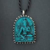 Tibetaanse Hanger Groene Tara - Actieve Hulp met zwart Koord - thumbnail