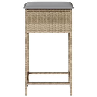 Tuinbarkrukken 2 st met kussens poly rattan beige - thumbnail