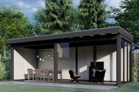 Trendhout Overkapping Refter XL 730x285 cm- Plat dak- Onbehandeld lariks Douglas hout- Trendhout - thumbnail