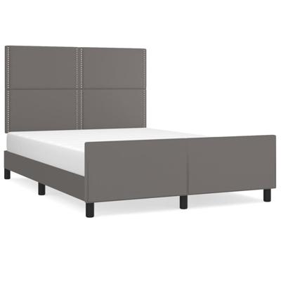 Bedframe met hoofdbord kunstleer grijs 140x190 cm