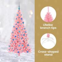VidaXL Kerstboom met 300 led met standaard roze 180 cm pvc - thumbnail