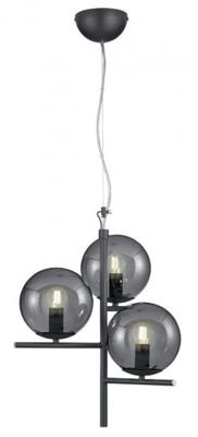 Trio Hanglamp Pure 3-lichts zwart met smoke glas 302000342