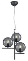 Trio Hanglamp Pure 3-lichts zwart met smoke glas 302000342 - thumbnail