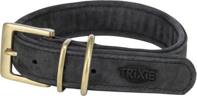 Trixie halsband hond pure leer zwart