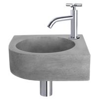 Fonteinset Differnz Cleo 31.5x31.5x10 cm Beton Donker Grijs Met Kruis Kraan Chroom Differnz - thumbnail