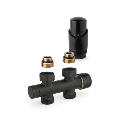 Onderblok Radiator Set Plieger Valvola Design Recht Zwart