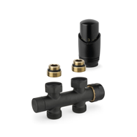 Onderblok Radiator Set Plieger Valvola Design Recht Zwart - thumbnail