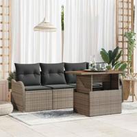 Tuinbankenset met opslag 5 pcs Grijs poly rattan - thumbnail