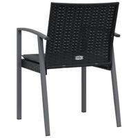 Tuinstoelen 6 st met kussens 56,5x57x83 cm poly rattan zwart - thumbnail