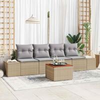Tuinbankenset met opslag 5 pcs Beige en Licht Grijs poly rattan - thumbnail