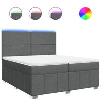 Boxspring met matras stof donkergrijs 200x200 cm - thumbnail