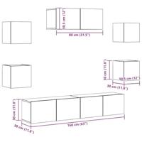 7-delige Tv-meubelset bewerkt hout betongrijs - thumbnail