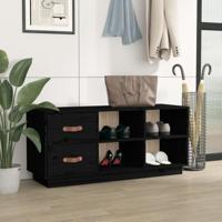 Schoenenbank 100x34x45 cm massief grenenhout zwart - thumbnail