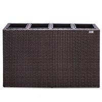 Polyrattan Bloembak 4 delig - Bruin - 95 x 27 x 60 cm - thumbnail