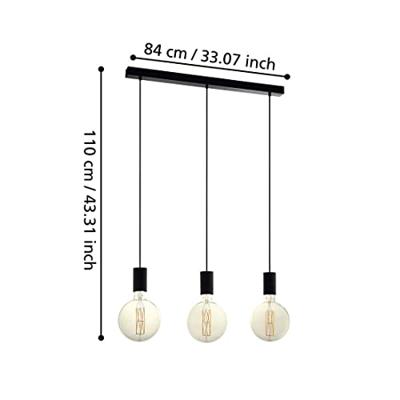 Eglo Hanglamp Pozueta black E27 3x 40Wtt