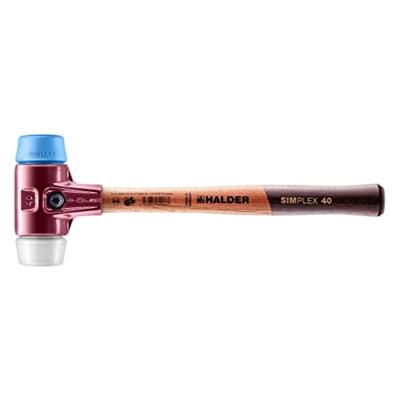 Halder Kunststofhamer | lengte 330 mm hoofd-d. 40 mm | zacht/middelhard hout | TPE-soft blauw/superplastic wit | 1 stuk - 3017.040 3017.040