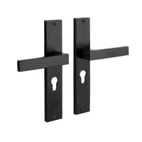 Mooi Deurbeslag Deurklink Lusso geveerd schild cilindergat 55mm mat zwart - thumbnail