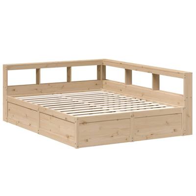 Bed met boekenkast zonder matras massief grenenhout 140x200 cm - thumbnail