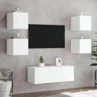 Tv-wandmeubels met LED-verlichting 2 st 30,5x35x30 cm wit - thumbnail