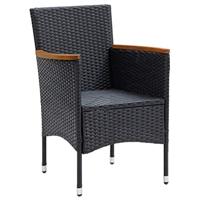 Tuinstoelen 4 st poly rattan zwart - thumbnail