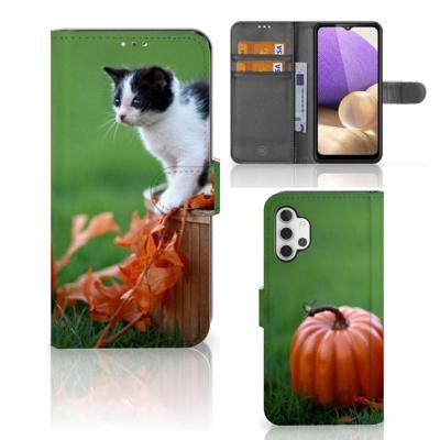 Samsung Galaxy A32 4G | Telefoonhoesje | Met pasjeshouder | Kitten