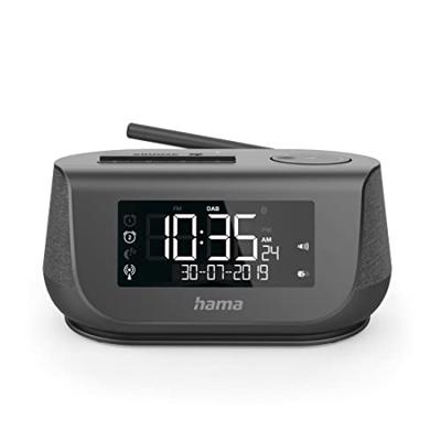 Hama Digitale radio met wekker (radio DAB, DAB+, Bluetooth, USB-oplaadfunctie, FM, digitale klokradio, 2 wektijden, weekendfunctie, slaaptimer, automaat, helderheidsregeling), radiowekker, zwart
